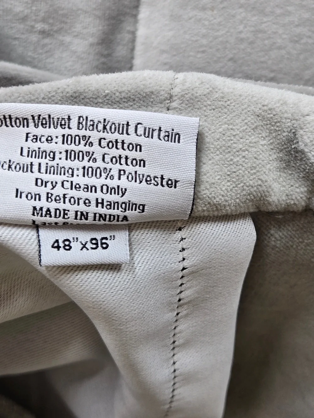 NWT QUINCE Set Of 2 48x96 Cotton Velvet True Blackout Curtains Light Grey 9242